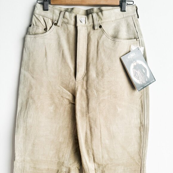 Nuage Light Beige Suede Straight Leg Jeans Pants 12 NWT - Picture 4 of 5